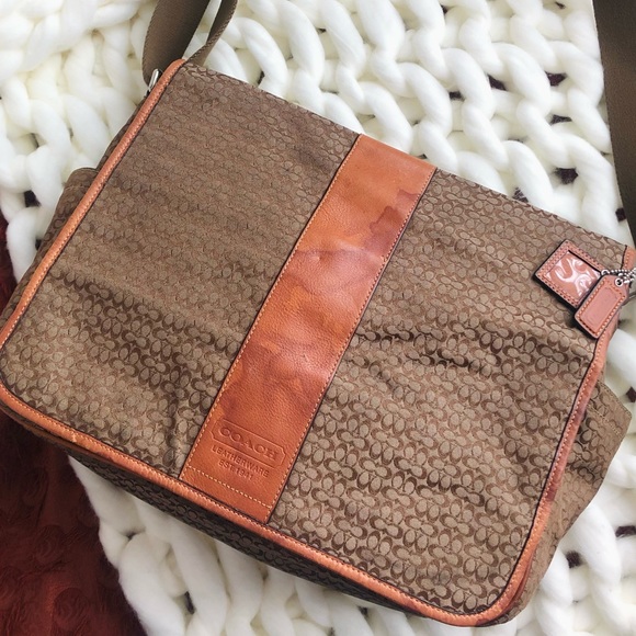 Coach Large Mini Signature Tote Khaki Tan Canvas Jacquard and Leather - Picture 8 of 16